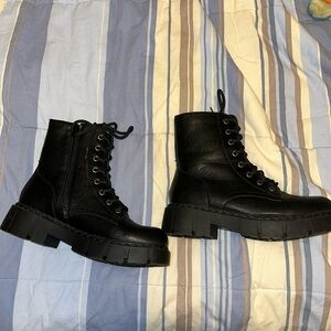 Black combat boots